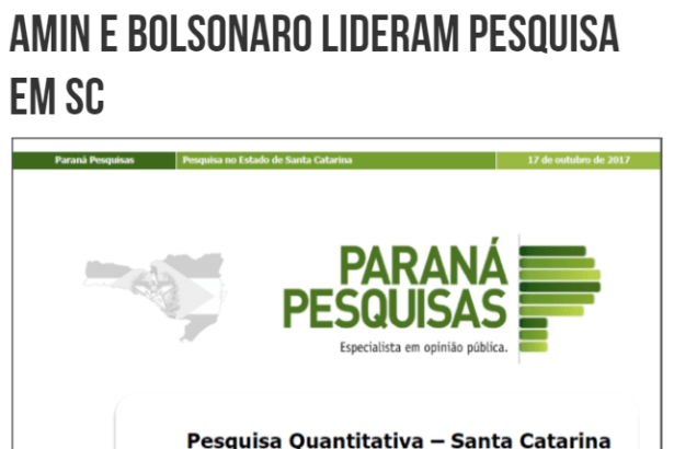 Portal Milton Barão divulga pesquisa realizada no Estado de Santa Catarina sobre a disputa eleitoral para Presidente e para Governador