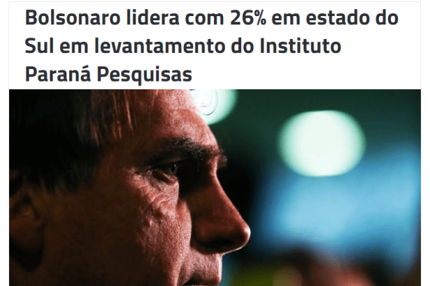 Portal Patriota 51 divulga pesquisa realizada no Estado de Santa Catarina sobre a disputa eleitoral para Presidente do Brasil
