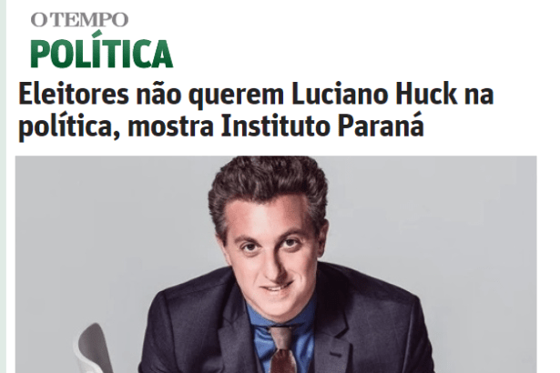 Jornal O Tempo divulga pesquisa nacional sobre uma possível candidatura do apresentador Luciano Huck