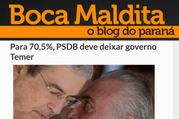 Blog da Boca Maldita divulga pesquisa nacional realizada pela Paraná Pesquisas sobre avaliação da participação do PSDB no Governo