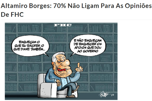 Blog Folha Diferenciada divulga pesquisa realizada pela Paraná Pesquisas sobre avaliação do ex-Presidente Fernando Henrique Cardoso