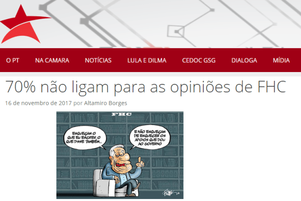 Portal Rede PT divulga pesquisa realizada pela Paraná Pesquisas sobre avaliação do ex-Presidente Fernando Henrique Cardoso