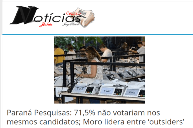 Notícias Bahia Cenário divulga pesquisa realizada pela Paraná Pesquisas sobre o potencial de um candidato estreante na política