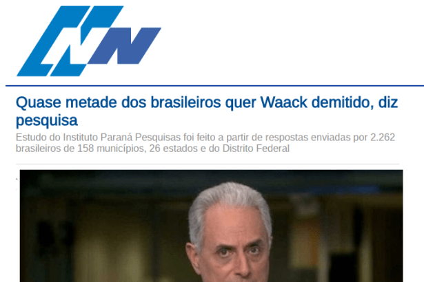 Portal Nayn Neto divulga pesquisa nacional realizado pela Paraná Pesquisas sobre o Jornalista William Waack