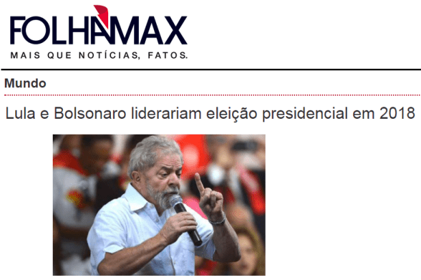 Folha Max cita em matéria pesquisa realizada pela Paraná Pesquisas