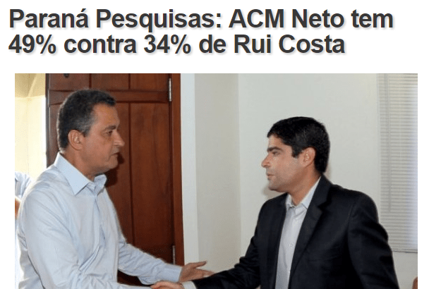 Portal Sul da Bahia divulga pesquisa realizada no Estado da Bahia sobre a disputa eleitoral para Governador do Estado