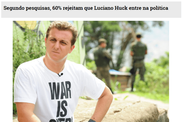 O Congressista divulga pesquisa nacional sobre uma possível candidatura do apresentador Luciano Huck
