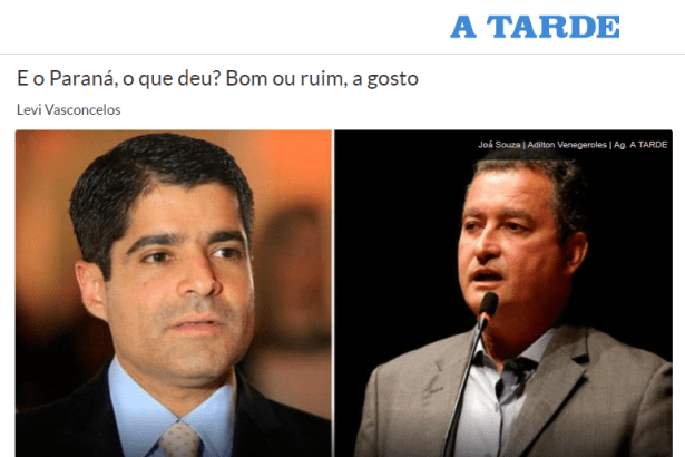 A Tarde.UOL - Colunista Levi Vasconcelos cita em matéria pesquisa realizada pela Paraná Pesquisas