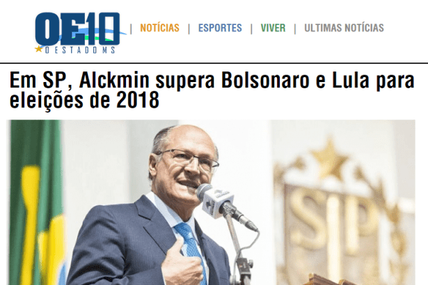 Portal O Estado MS divulga pesquisa realizada no Estado de São Paulo sobre a disputa eleitoral para Presidente do Brasil