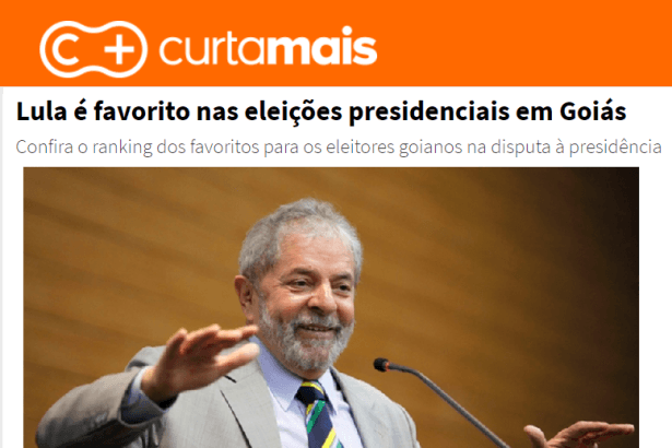Portal Curta Mais divulga pesquisa realizada no Estado de Goiás sobre a disputa eleitoral para Presidente do Brasil