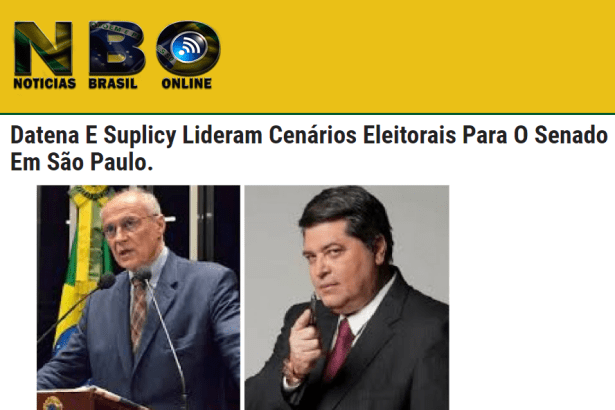 Notícias Brasil Online divulga pesquisa realizada no Estado de São Paulo sobre a disputa eleitoral para Senador