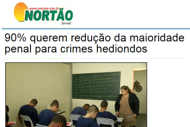 Jornal O Nortão divulga pesquisa nacional realizada pela Paraná Pesquisas sobre a redução da maioridade penal