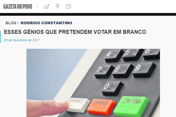 Gazeta do Povo - Rodrigo Constantino cita pesquisa realizada pela Paraná Pesquisas
