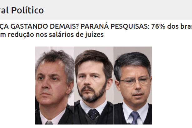 Central Político divulga pesquisa realizada pela Paraná Pesquisas sobre o corte de benefícios de políticos e Juízes