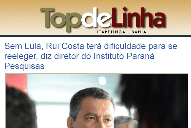 Portal Top de Linha cita entrevista realizada com o Diretor do Instituto Paraná Pesquisas