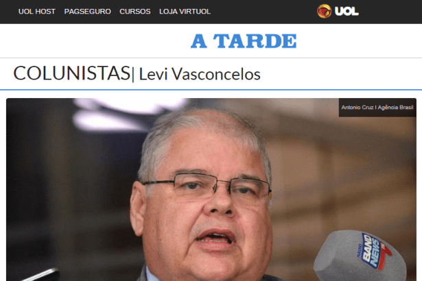Portal A Tarde.uol - Coluna Levi Vasconcelos cita em matéria pesquisa realizada pela Paraná Pesquisas