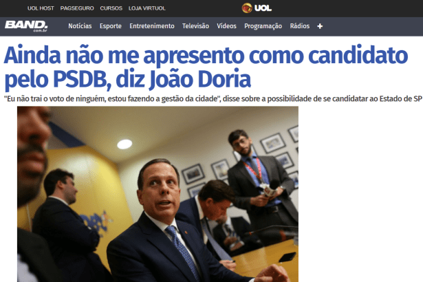 Notícias Band.com.br divulga pesquisa realizado no Estado de São Paulo pela Paraná Pesquisa
