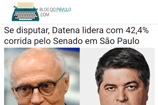 Blog do Pávulo divulga pesquisa realizada no Estado de São Paulo sobre a disputa eleitoral para Senador