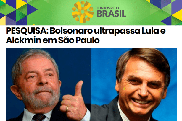 Juntos Pelo Brasil divulga pesquisa realizada no Estado de São Paulo sobre a disputa eleitoral para Presidente do Brasil