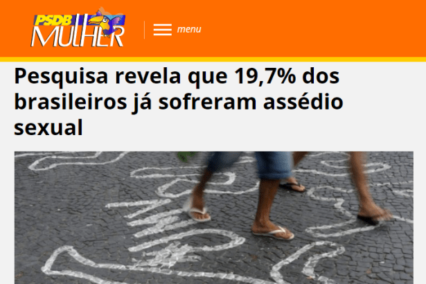 Portal PSDB Mulher divulga pesquisa nacional realizado pela Paraná Pesquisas sobre vítimas de assédio sexual
