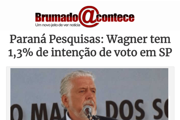 Rede Brumado Acontece divulga pesquisa realizada no Estado de São Paulo sobre a disputa eleitoral para Presidente do Brasil
