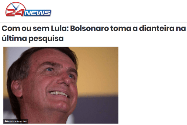Portal 24 News divulga pesquisa realizada no Estado de São Paulo sobre a disputa eleitoral para Presidente do Brasil