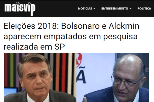 Portal Mais Vip divulga pesquisa realizada no Estado de São Paulo sobre a disputa eleitoral para Presidente do Brasil