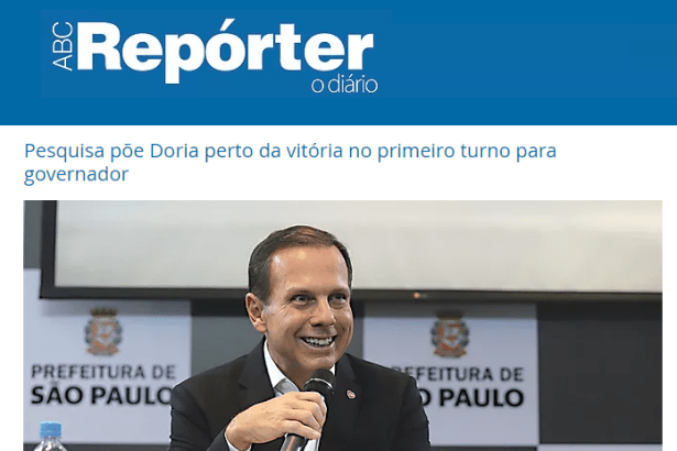 Jornal ABC Repórter - O Diário divulga pesquisa realizada no Estado de São Paulo sobre a disputa eleitoral para Governador