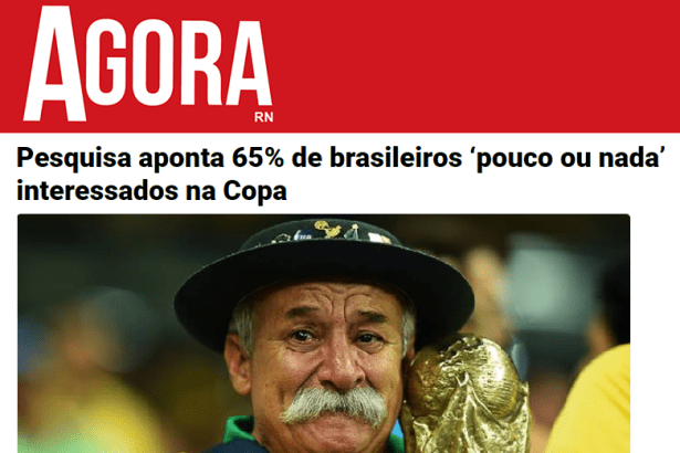 Portal Agora RN divulga pesquisa nacional realizado pela Paraná Pesquisas com a opinião dos Brasileiros sobre a Copa do Mundo de 2018