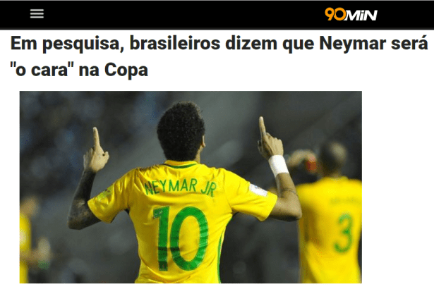 Portal 90min divulga pesquisa nacional realizado pela Paraná Pesquisas com a opinião dos Brasileiros sobre a Copa do Mundo de 2018