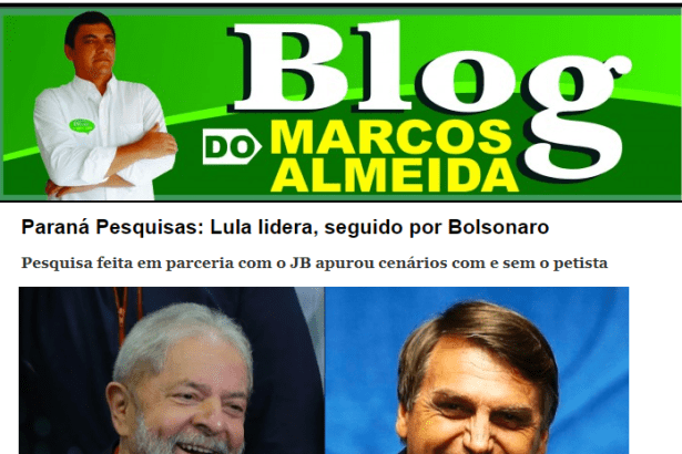 Blog do Marcos Almeida divulga pesquisa nacional realizado pela Paraná Pesquisas sobre a disputa eleitoral para Presidente do Brasil