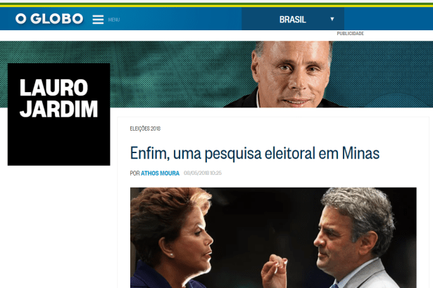 O Globo - Lauro Jardim cita em matéria pesquisa realizada pela Paraná Pesquisas