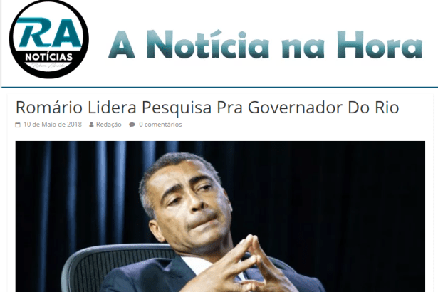 RA - A Notícias na Hora divulga pesquisa realizada no Estado do Rio de Janeiro sobre a disputa eleitoral para Governador do Estado