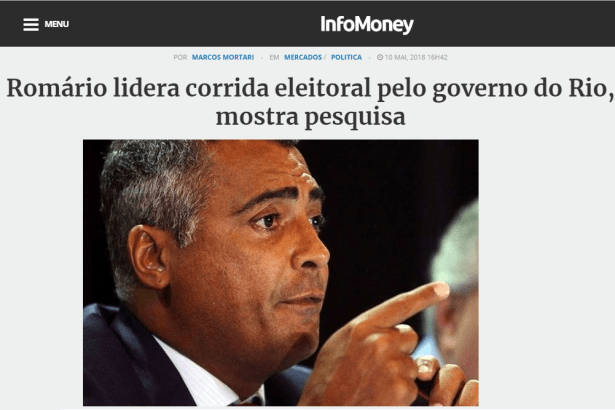 InfoMoney divulga pesquisa realizada no Estado do Rio de Janeiro sobre a disputa eleitoral para Governador do Estado