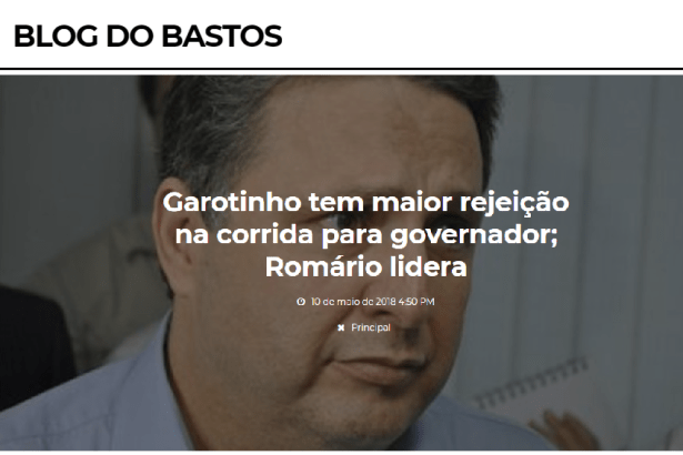 Blog do Bastos divulga pesquisa realizada no Estado do Rio de Janeiro sobre a disputa eleitoral para Governador do Estado
