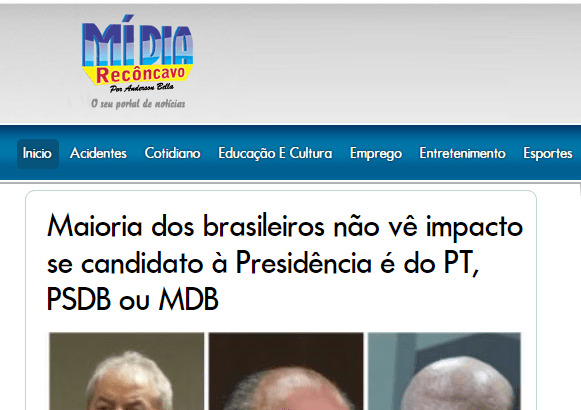 Mídia Recôncavo divulga pesquisa nacional realizado pela Paraná Pesquisas sobre o perfil do candidato desejado