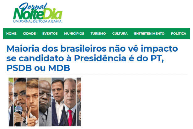 Jornal Noite e Dia divulga pesquisa nacional realizado pela Paraná Pesquisas sobre o perfil do candidato desejado