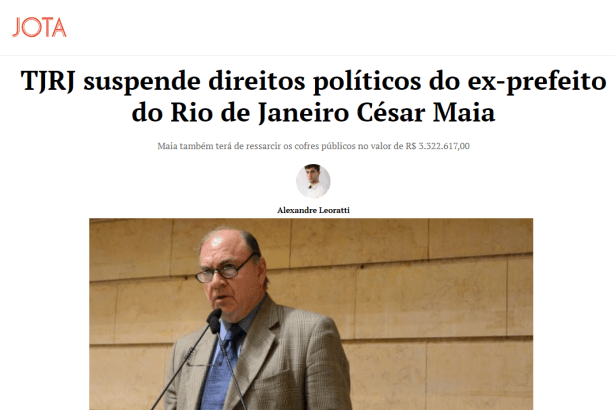 Portal JOTA - cita em matéria pesquisa realizada pelo Instituto Paraná de Pesquisas