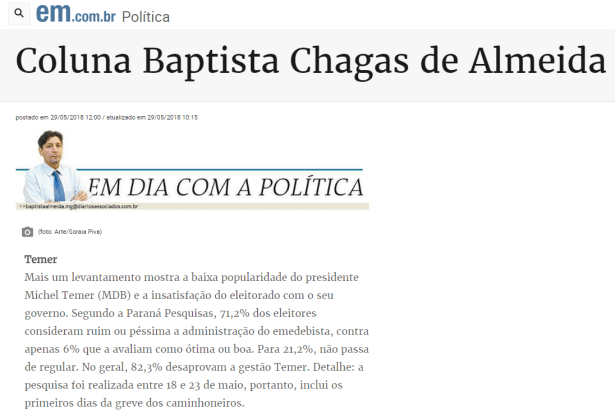 Portal EM.com.br cita em matéria pesquisa realizada pela Paraná Pesquisas