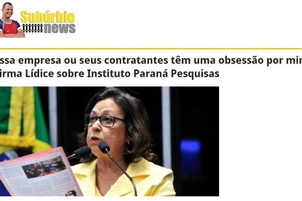 Subúrbio News cita em matéria o Instituto Paraná Pesquisas