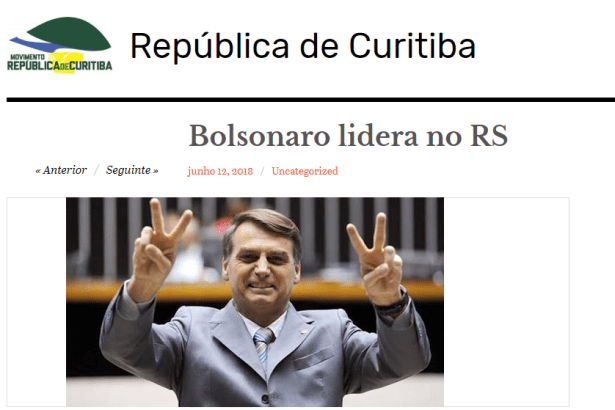 República de Curitiba Online divulga pesquisa realizada no Estado do Rio Grande do Sul sobre a disputa eleitoral para Presidente do Brasil