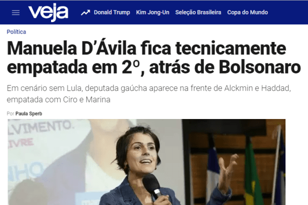 Veja.com - Blog Rio Grande do Sul divulga pesquisa realizada no Estado do Rio Grande do Sul sobre a disputa eleitoral para Presidente do Brasil