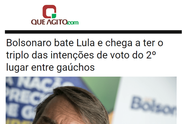 Portal Que Agito.com divulga pesquisa realizada no Estado do Rio Grande do Sul sobre a disputa eleitoral para Presidente do Brasil