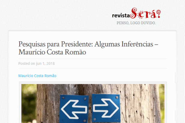 Revista Será? cita em matéria o Instituto Paraná Pesquisas