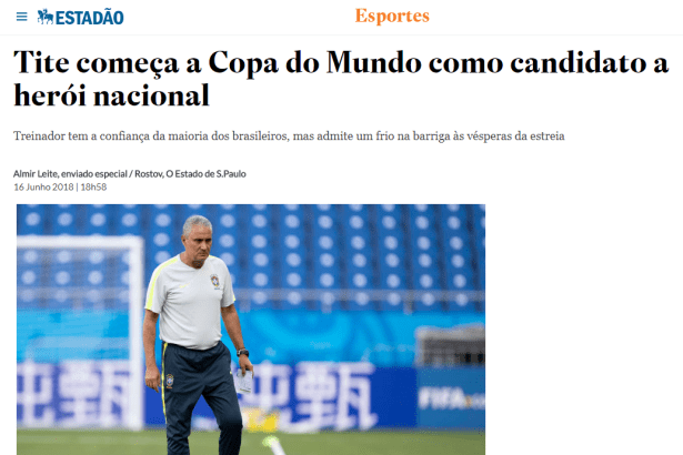 O Estadão - Esportes cita em matéria pesquisa realizada pela Paraná Pesquisas