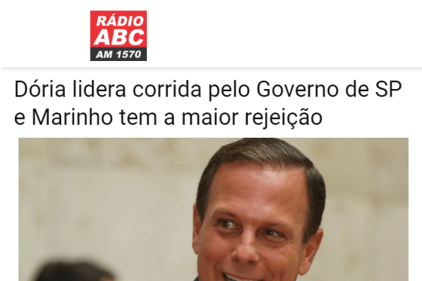 Rádio ABC - AM 1570 divulga pesquisa realizada no Estado de São Paulo sobre a disputa eleitoral para Governador