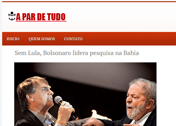 A Par de Tudo divulga pesquisa realizada no Estado da Bahia sobre a disputa eleitoral para Presidente do Brasil