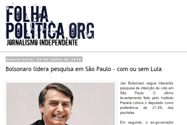 Folha Política.org divulga pesquisa realizada no Estado de São Paulo sobre a disputa eleitoral para Presidente do Brasil