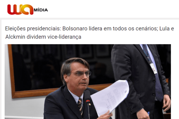 WA Mídia divulga pesquisa realizada no Estado de São Paulo sobre a disputa eleitoral para Presidente do Brasil
