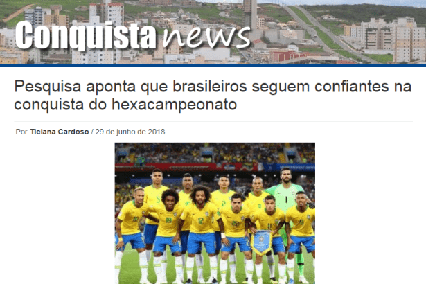 Portal Conquista News divulga pesquisa nacional realizado pela Paraná Pesquisas com a opinião dos Brasileiros sobre a Copa do Mundo